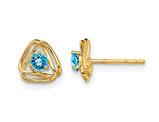 2/5 Carat (ctw) Natural Blue Topaz Post Earrings in 14K Yellow Gold with Accent Diamonds